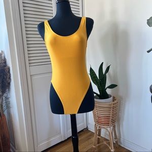 Yellow retro one piece swimsuit